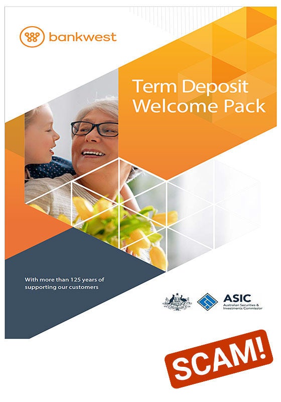 Example of a scam - Term Deposit Welcome Pack